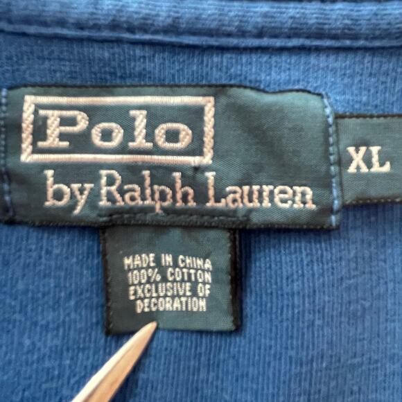 Polo by Ralph Lauren Royal Blue 1/4 Zip LS Cotton Classic Pullover Jacket Mens L - Picture 8 of 9